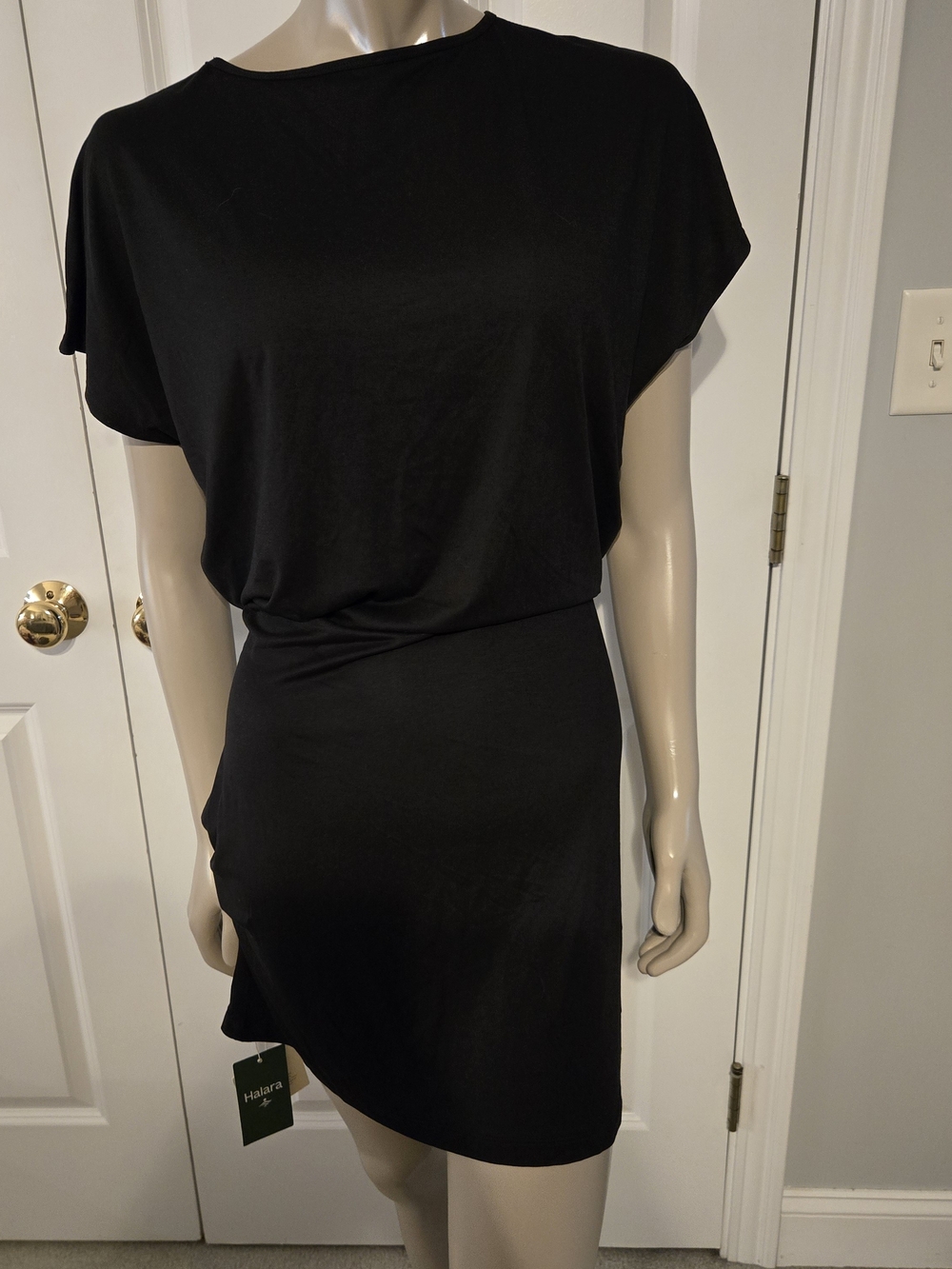 SOLD - NWT Halara Black Ruched Mini Dress | Soft Modal Blend | Size Large - Picture 4 of 8
